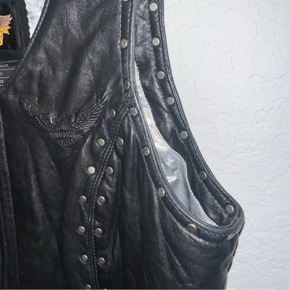 Harley-Davidson Black Studded Leather Vest - Picture 3 of 8